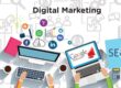 Strategi web marketing digital dengan grafik peningkatan penjualan dan analitik website.