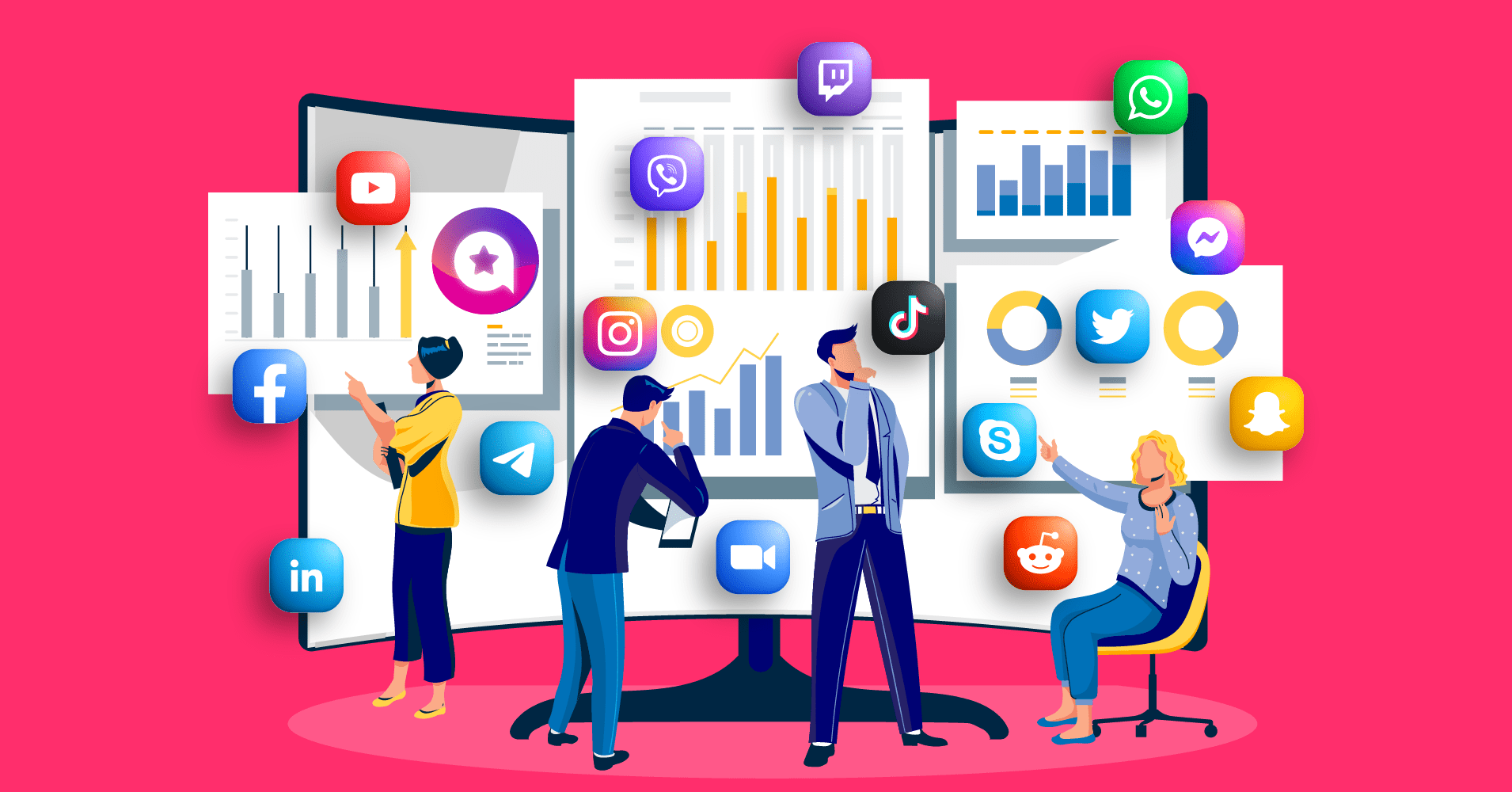 Strategi social media marketing dengan analisis data dan berbagai platform media sosial untuk meningkatkan pemasaran bisnis digital.