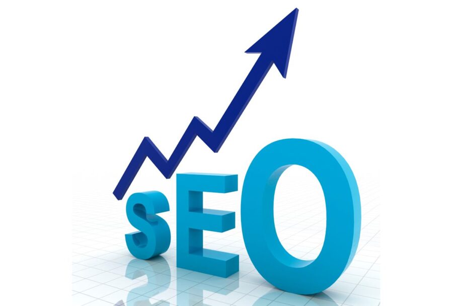 Strategi SEO digital dengan grafik peningkatan ranking Google.