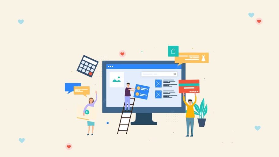 Strategi internet marketing kreatif dengan ilustrasi grafik pertumbuhan, ide kreatif, dan dashboard analitik digital.